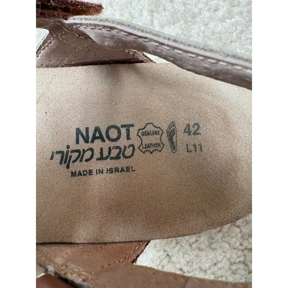 Naot Leather Strappy Wedge Sandals Metallic Rose Gold Silver Bronze Women 42 L11